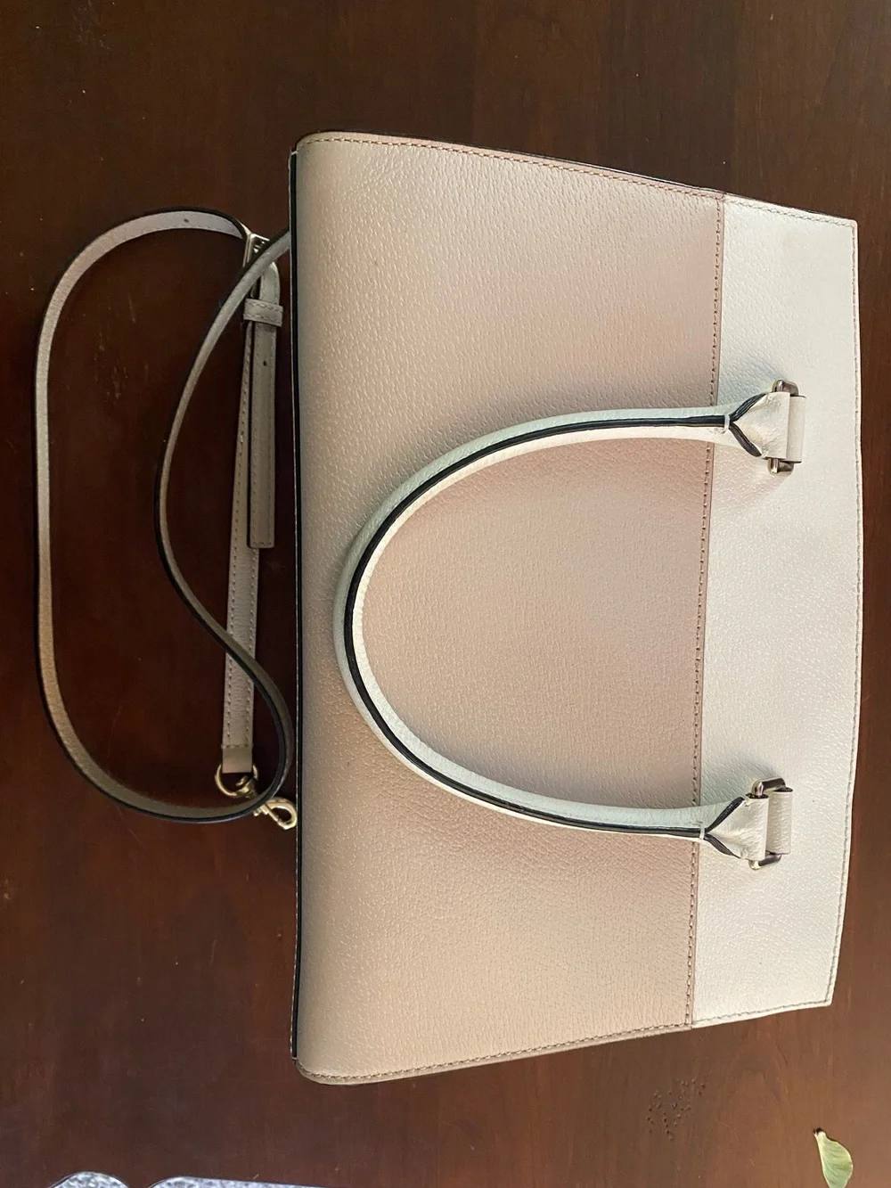 Kate Spade Structured Leather Crossbody Bag in Light Beige/ Blush Pink